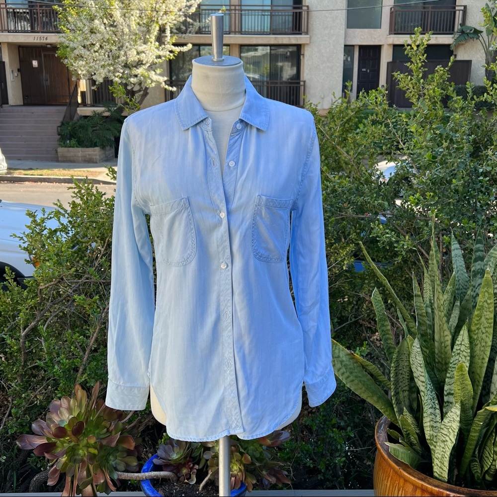 RAILS Carter Light Vintage Wash 100% Lyocell Button Down Denim Shirt Size XS